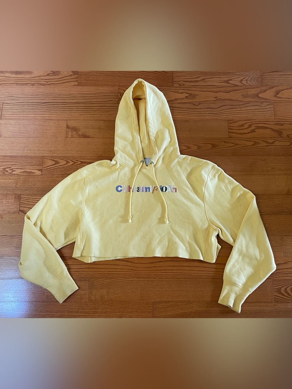 Champion Cropped Hoodie - Pale Yellow
